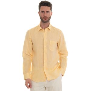 Vincenzo De Lauziers Camicia lino manica lunga Giallo Uomo XXL