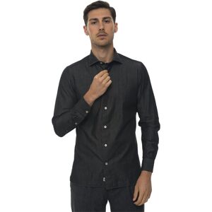 Luigi Borrelli Camicia casual Denim nero Uomo 41