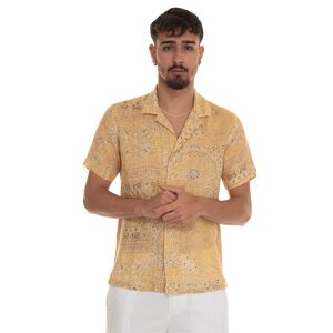 Vincenzo De Lauziers Camicia lino manica corta Giallo Uomo M