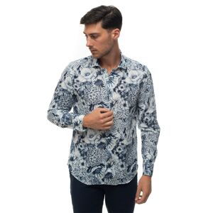 Vincenzo De Lauziers Camicia da uomo fantasia Blu Uomo XXL