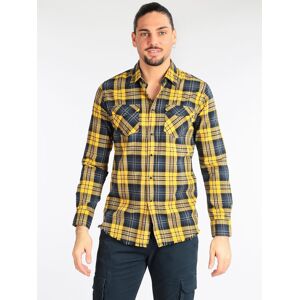 Guy Camicia da uomo a quadri Camicie Classiche uomo Giallo taglia S