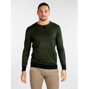 Johnny Looper Pullover girocollo uomo con toppe Pullover uomo Verde taglia XXL