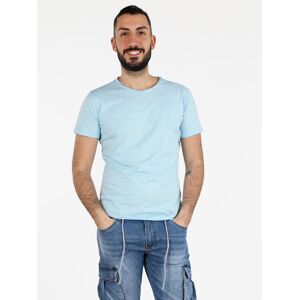 Ange Wear T-shirt girocollo da uomo in cotone T-Shirt Manica Corta uomo Blu taglia S