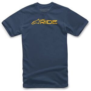 T-shirt Alpinestars Ride Tech 3.0 Tè Navy Gold Uomo Maniche Corte Shirt Blu