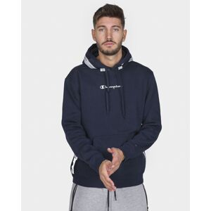 Champion Felpa Cappuccio Hoodie UOMO Pullover Tape Blu Cotone Felpato