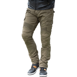 Course Pantaloni Cargo Moto  Wasteland Rinforzati in Aramide Tapered Fit Verde Oliva