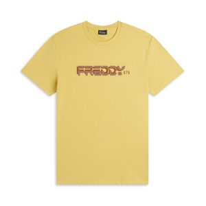 Freddy T-shirt in cotone con logo centrale Giallo Senape Uomo Extra Large