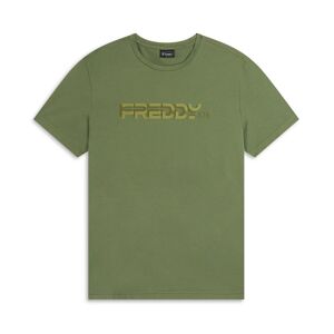 Freddy T-shirt in cotone con logo centrale Verde Uomo Medium