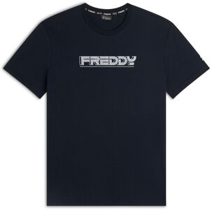 Freddy T-shirt uomo in cotone con logo optical Blu Uomo Small