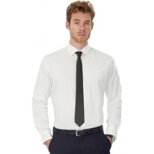 B&C Collection 100 Camicia uomo LS Poplin Black Tie Elastane neutro o personalizzato