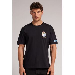 Intimissimi T-shirt in Cotone con Patch Obelix Uomo Nero Taglia M