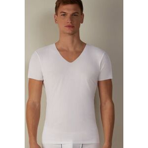 Intimissimi T-shirt in Microrete Taglio Vivo con Scollo a V Uomo Bianco Taglia L