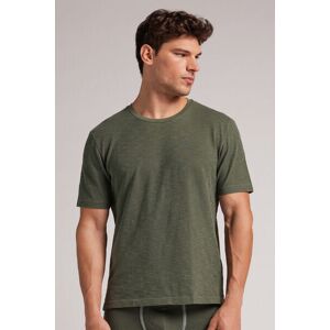 Intimissimi T-shirt Washed Collection in Jersey di Cotone Fiammato Uomo Verde Taglia M