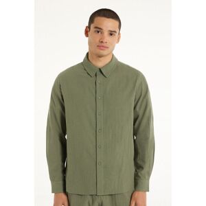 Tezenis Camicia Manica Lunga in 100% Cotone Super Leggero Uomo Verde Tamaño M