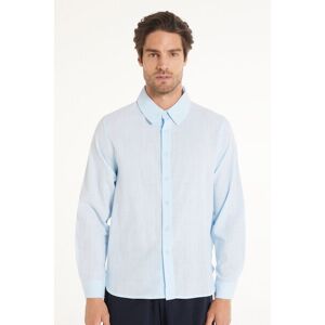 Tezenis Camicia Manica Lunga in 100% Cotone Super Leggero Uomo Azzurro Tamaño S