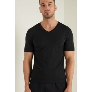 Tezenis T-shirt Scollo a V in Cotone Elasticizzato Uomo Nero Tamaño M