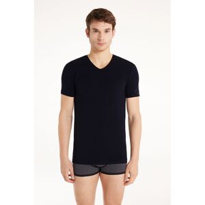 Tezenis T-shirt Scollo a V in Cotone Elasticizzato Uomo Blu Tamaño XL