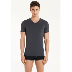 Tezenis T-shirt Scollo a V in Cotone Elasticizzato Uomo Grigio Scuro Tamaño L