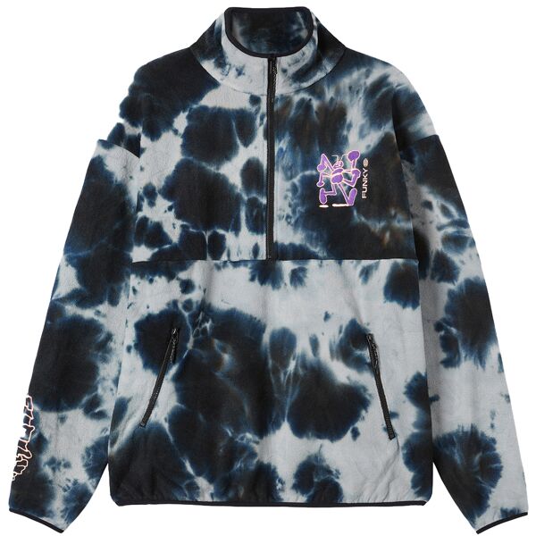 funky hike half zip fleece bw tie dye m