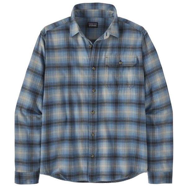 patagonia ms l/s lw fjord flannel - camicia maniche lunghe - uomo light blue/grey m