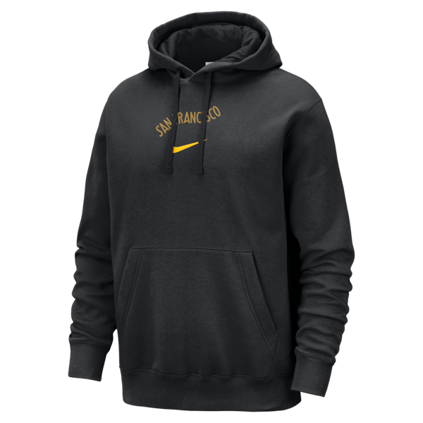 nike felpa pullover con cappuccio golden state warriors club fleece city edition  nba – uomo - nero