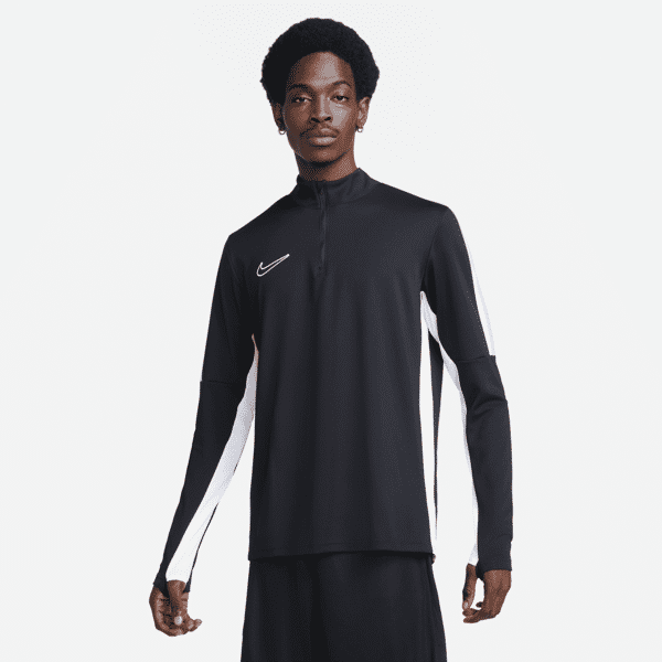 nike maglia da calcio dri-fit con zip a metà lunghezza  academy – uomo - nero