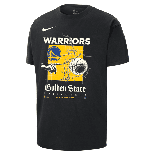 nike t-shirt max90 golden state warriors courtside  nba – uomo - nero