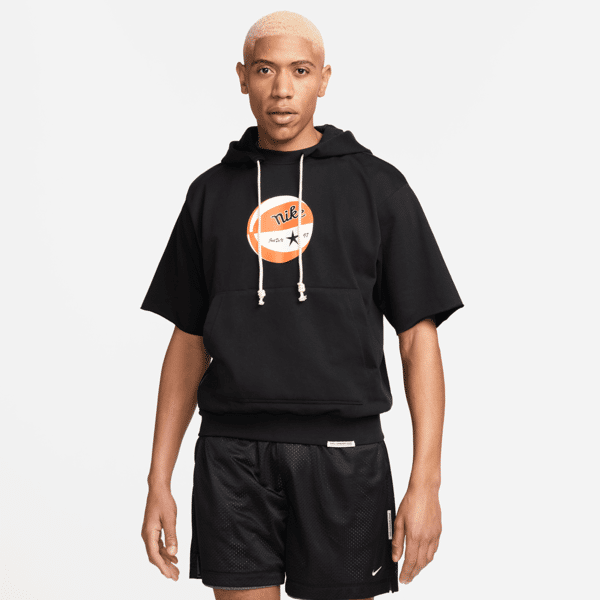 nike felpa con cappuccio a manica corta dri-fit  standard issue – uomo - nero