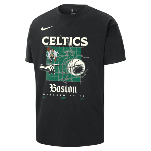 nike t-shirt max90 boston celtics courtside  nba – uomo - nero