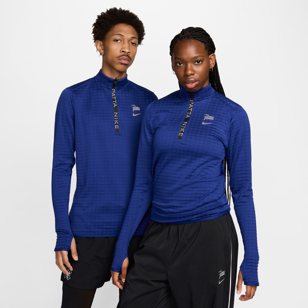 nike maglia a manica lunga con zip a metà lunghezza  x patta running team - blu