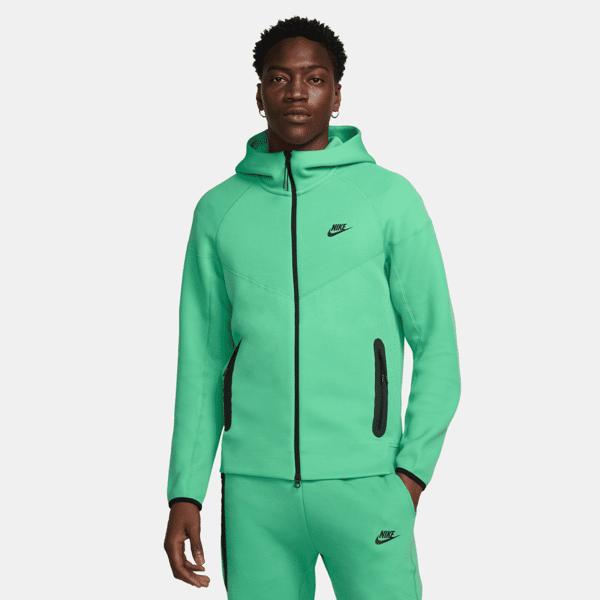 nike felpa con cappuccio e zip a tutta lunghezza  sportswear tech fleece windrunner - uomo - verde