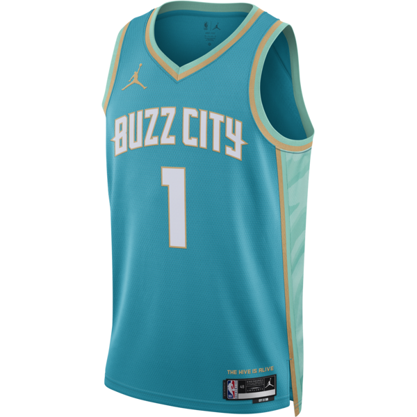 jordan maglia lamelo ball charlotte hornets city edition 2023/24  dri-fit swingman nba – uomo - blu