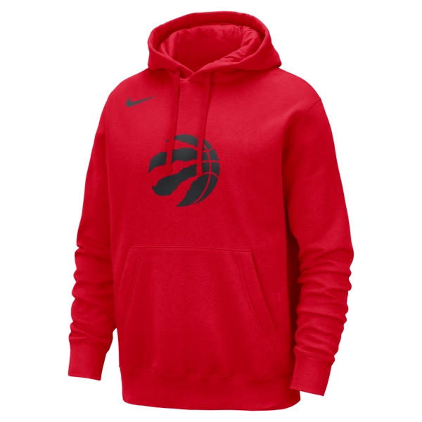 nike felpa pullover con cappuccio toronto raptors club  nba – uomo - rosso