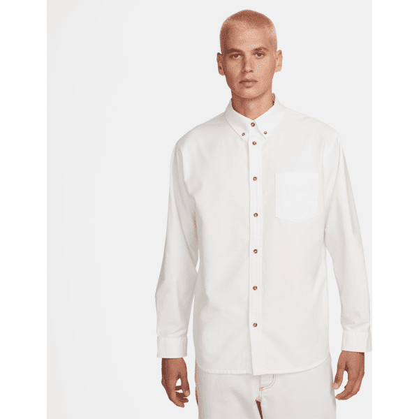 nike camicia oxford con bottoni a manica lunga  life – uomo - bianco