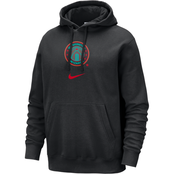 nike felpa pullover con cappuccio washington wizards club fleece city edition  nba – uomo - nero