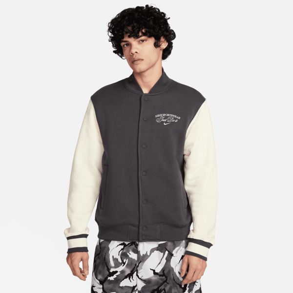 nike giacca in fleece stile college  sportswear – uomo - grigio