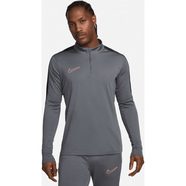 nike maglia da calcio dri-fit con zip a metà lunghezza  academy – uomo - grigio