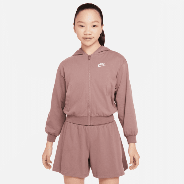 nike felpa con cappuccio e zip a tutta lunghezza  sportswear - ragazza - viola