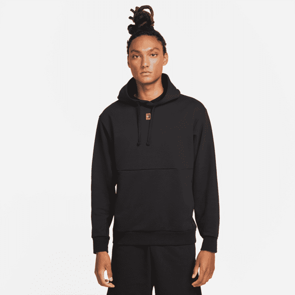 nike felpa da tennis con cappuccio in fleece court – uomo - nero