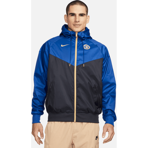 nike giacca da calcio in tessuto con cappuccio  chelsea fc sport essentials windrunner – uomo - blu