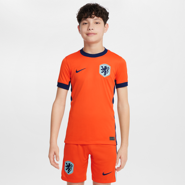 nike maglia da calcio replica  dri-fit olanda (squadra maschile) 2024/25 stadium per ragazzo/a – home - arancione