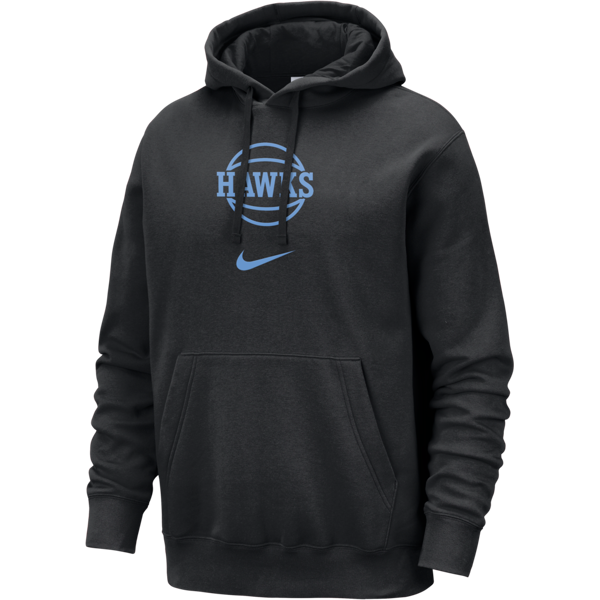 nike felpa pullover con cappuccio atlanta hawks club fleece city edition  nba – uomo - nero