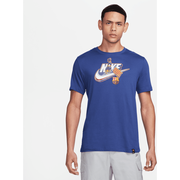 nike t-shirt  fc barcelona – uomo - blu