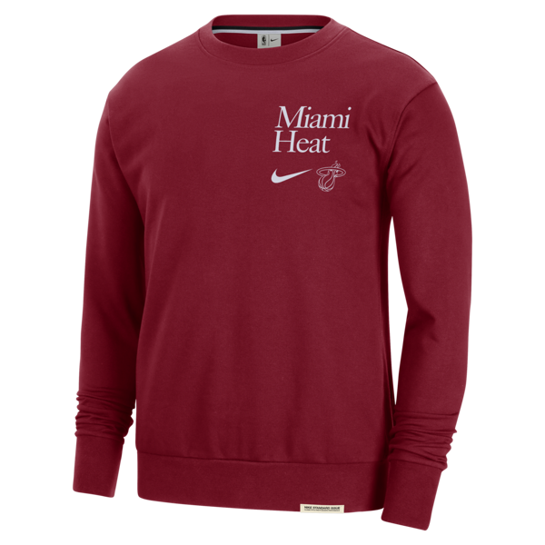 nike felpa a girocollo miami heat standard issue  dri-fit nba – uomo - rosso