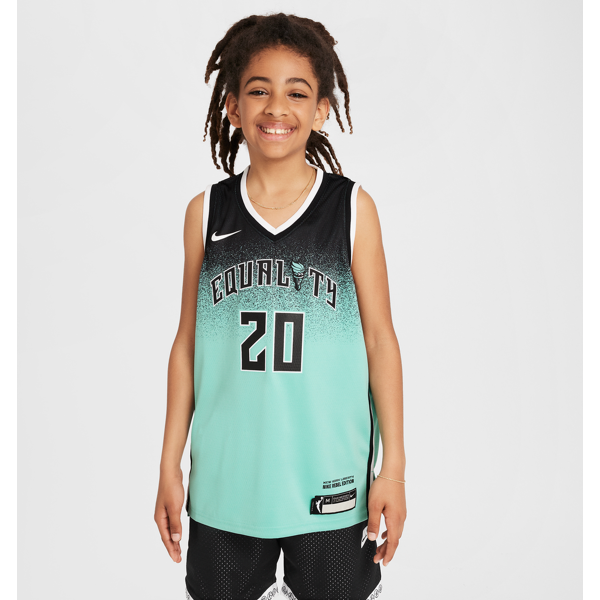 nike maglia sabrina ionescu new york liberty 2023 rebel edition swingman  dri-fit wnba – ragazzo - verde