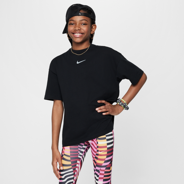 nike t-shirt oversize  sportswear – ragazza - nero