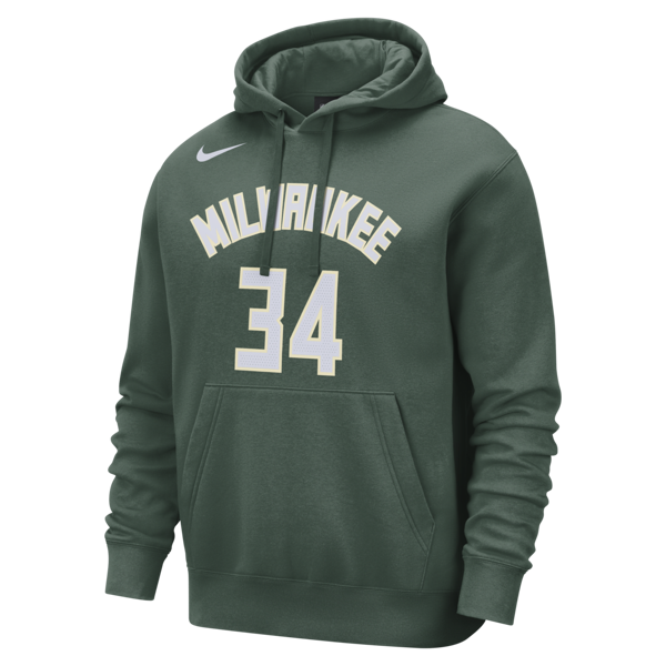 nike felpa pullover con cappuccio milwaukee bucks club  nba – uomo - verde