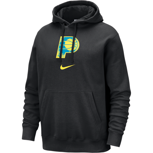 nike felpa pullover con cappuccio indiana pacers club fleece city edition  nba – uomo - nero