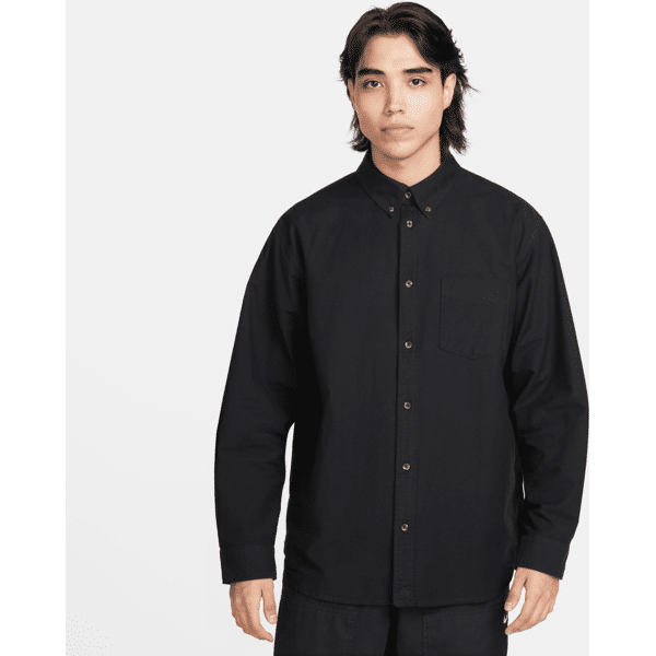 nike camicia oxford con bottoni a manica lunga  life – uomo - nero