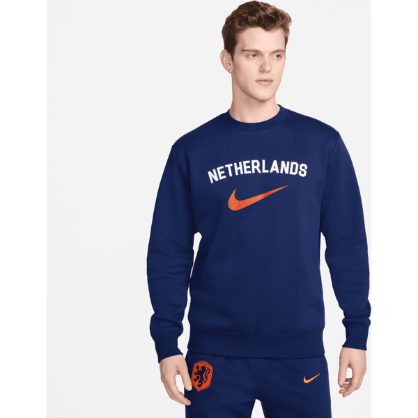 nike felpa da calcio a girocollo  olanda club fleece – uomo - blu